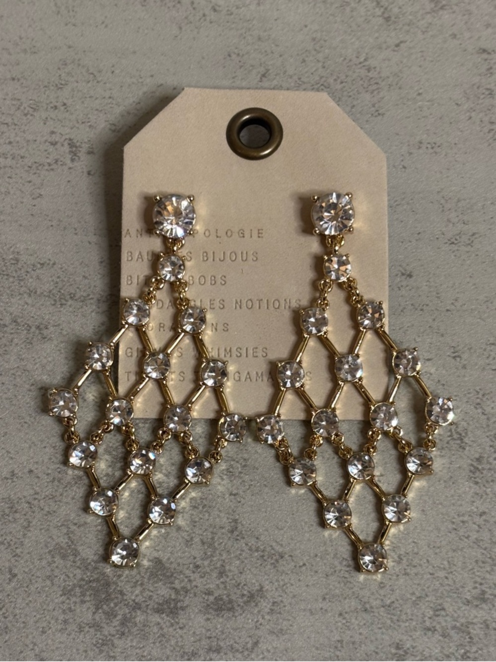 Anthropologie Crystal Chain-Link Earrings